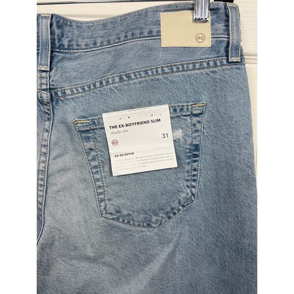 New AG Adriano Goldschmied Ex-Boyfriend Slouchy Slim Fit Light Wash Distressed - Picture 4 of 8